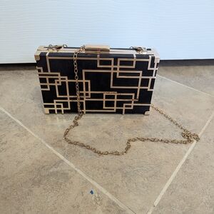 Geometric Black and Gold Clutch